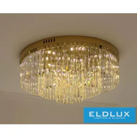 ELDLUX Kryształowa lampa sufitowa E14×10 D600x350mm Złota
