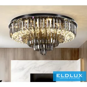 ELDLUX Kryształowa lampa sufitowa E14×13 D580x350mm Czarna