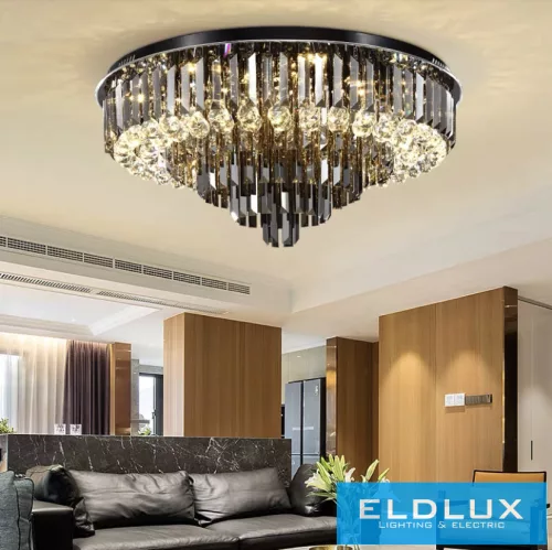 ELDLUX Kryształowa lampa sufitowa E14×10 D500x350mm Czarny