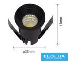 Mini reflektor punktowy UNIVERSO 3 W 6500 K 300 lm 30° IP20 czarny D35x47 mm Wycięcie: D28 mm