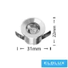 Mini reflektor punktowy UNIVERSO 1 W 6500 K 100 lm 30° IP20 ∅31×22 mm srebrny