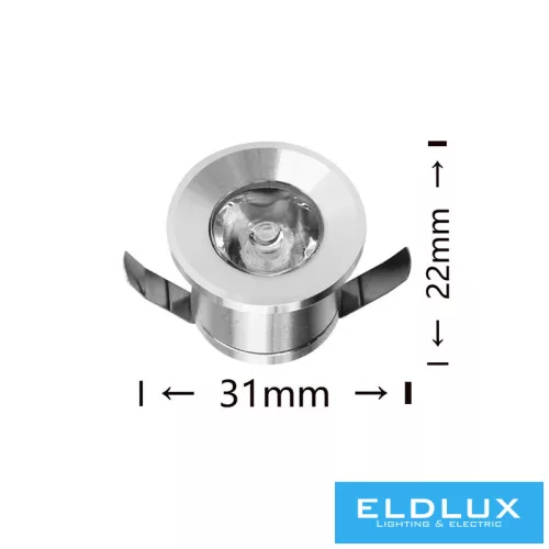 Mini reflektor punktowy UNIVERSO 1 W 4000 K 100 lm 30° IP20 ∅31×22 mm srebrny