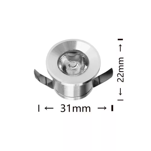 Mini reflektor punktowy UNIVERSO 1 W niebieski 100 lm 30° IP20 ∅31×22 mm srebrny