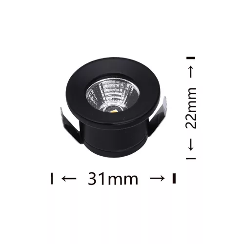 Mini reflektor punktowy UNIVERSO 1 W 3000 K 90 lm 30° IP20 ∅31×22 mm czarny