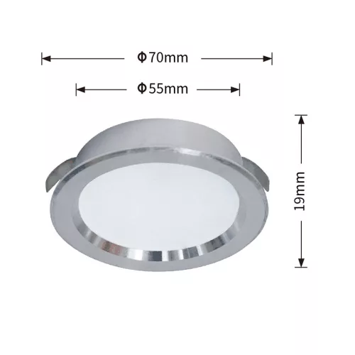 Mini reflektor punktowy UNIVERSO 3 W 3000 K 240 lm 120° IP20 ∅70×19 mm srebrny