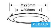 UNIVERSO Okrągły panel LED do wbudowania 18 W 1800 lm CCT/kap. 120° IP20 Biały D225 mm wycięcie: D205 mm 3 lata