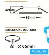 UNIVERSO Oprawa wpuszczana typu downlight 1xPAR16 bez gniazda IP44 Chrom D85x32mm Wycięcie: D65mm