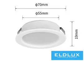 Mini reflektor punktowy UNIVERSO 3 W 4000 K 240 lm 120° IP20 ∅70×19 mm biały