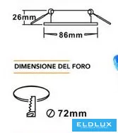 UNIVERSO Oprawa wpuszczana 1xPAR16 bez gniazda IP20 Chrom/Złoto D86x26mm Wycięcie: D72mm