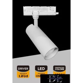   UNIVERSO Trójfazowy reflektor szynowy 30 W 2700 lm 4000 K 38° RA90 IP20 Biały 5 lat