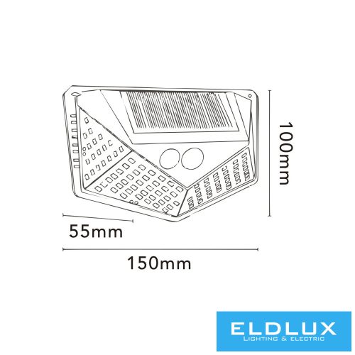 Lampa solarna UNIVERSO-PIR 3,7 V-1200 mAH 5,5 V-0,55 W 160 lm 4000 k IP65 czarna