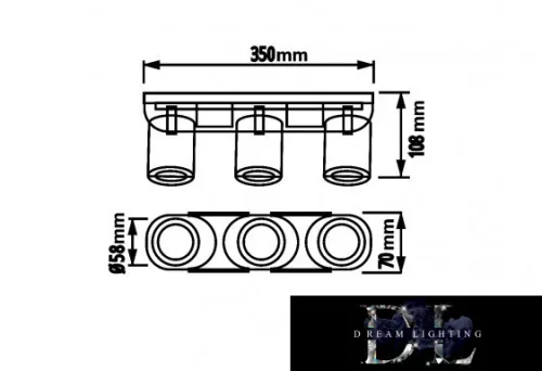 UNIVERSO Oprawa punktowa 3xGU10 Max.35w IP20 350x70x108mm Biały