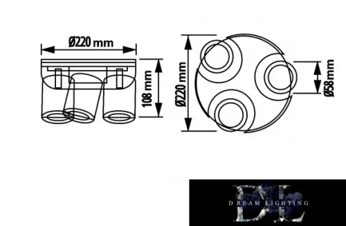 UNIVERSO Oprawa punktowa 3xGU10 Max.35w IP20 D220x108mm Czarny/złoty