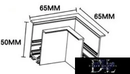 UNIVERSO Magnetyczne złącze narożne do szyn 65x65x50 mm Czarne