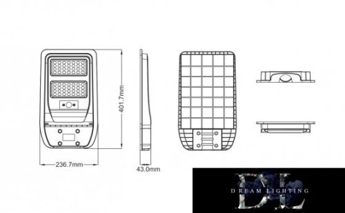 UNIVERSO Latarnia uliczna zasilana energią słoneczną 3,2 V-5 AH 1000 lm 4000 k IP65 czarna 402 x 237 x 43 mm