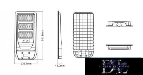 UNIVERSO Solarowa lampa uliczna 3,2 V-10 AH 1500 lm 4000 K IP65 czarna 502 x 237 x 43 mm