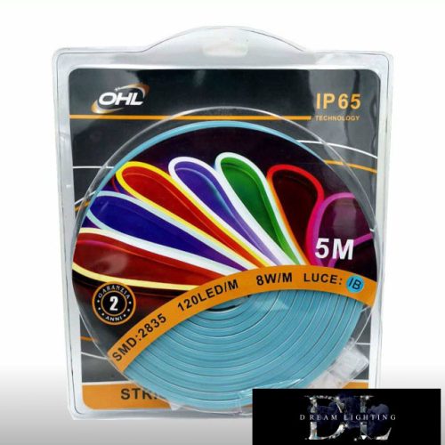 Taśma LED UNIVERSO Neon 12 V 2835-120D-8w/M Jasnoniebieska IP65 5 m