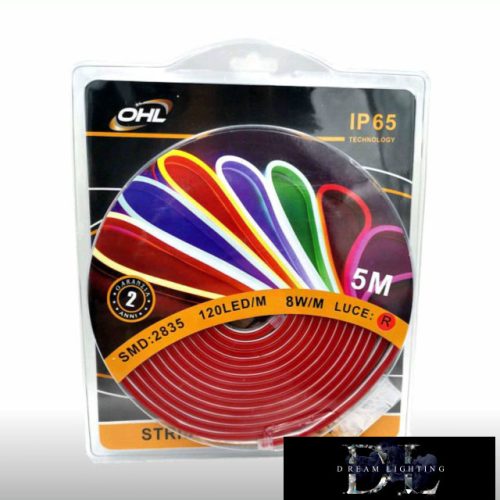 Taśma LED UNIVERSO Neon 12 V 2835-120D-8w/M czerwona IP65 5 m