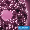 WISDOM fényfüzér rózsaszín fényű 300LED 15m zöld kábellel 8 fun. IP44