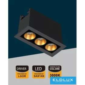   UNIVERSO wpuszczana lampa punktowa 6W 401lm 3000k 24° IP20 69x31mm czarno-złota