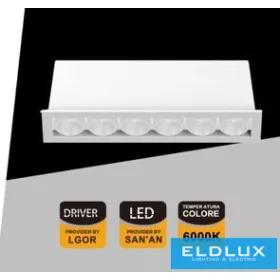   UNIVERSO wpuszczana lampa punktowa 11W 786lm 6000k 24° IP20 132x31mm biała