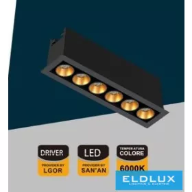   UNIVERSO wpuszczana lampa punktowa 11 W 786 lm 6000 K 24° IP20 132 x 31 mm czarna/złota