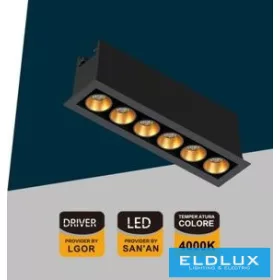   UNIVERSO wpuszczana lampa punktowa 11 W 864 lm 4000 K 24° IP20 132 x 31 mm czarna/złota