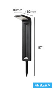 UNIVERSO Lampa ogrodowa zasilana energią słoneczną  3,7 V-2,2 Ah 5 V-2 W 200 lm CCT.kap IP65 czarna 573 x 162 x 90 mm