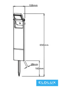 UNIVERSO Solarowa lampa ogrodowa 3,7 V-2,2 AH 5 V-2 W 200 lm CCT.kap IP65 czarna 650 x 106 x 28 mm