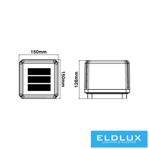 UNIVERSO Lampa słupowa zasilana energią słoneczną 3,2 V-1500 mAH 5 V-1,6 W 90 lm CCT.kap IP65 Czarna 150 x 150 x 126 mm